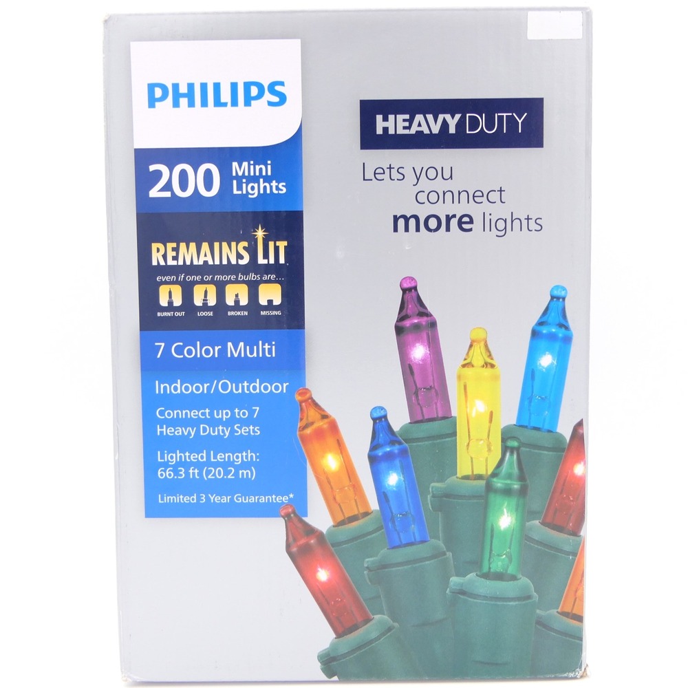 Philips Heavy Duty 200 Mini Lights 7-Color Multi Indoor / Outdoor Remains Lit